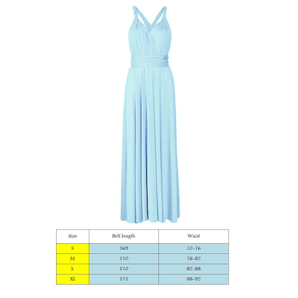 Kvinders Bandage Multi Way Wrap Convertible Maxikjole Brudepige Z Light Blue S