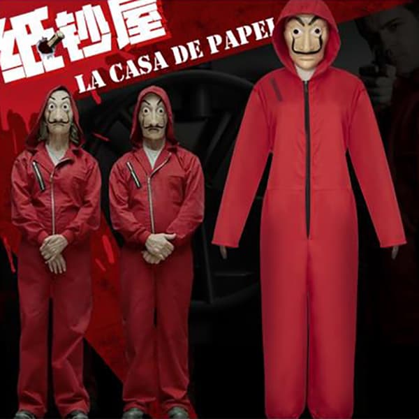 Halloween Cosplay -asu Bodysuit Jumpsuit Asusteet naamion kanssa2 S