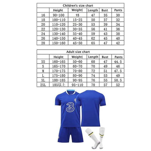 2223 Chelsea hjemmeskjorte fotballdraktsett fotballdrakterdrakt xxl