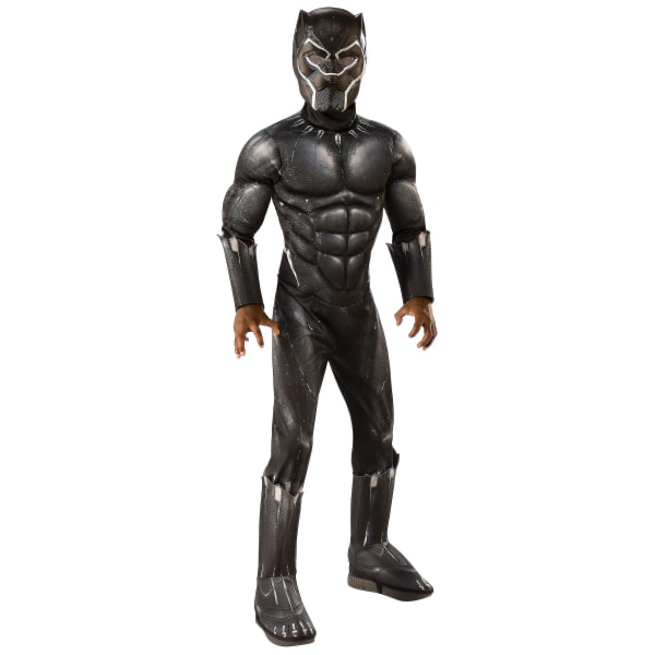 2023 Black Muscle Jumpsuit Panther Kostym för barn Djur uper Leopard Halloween Barn Purim Carnival Cosplay S