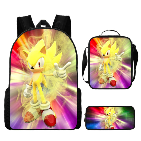 Ny Sonic barns skolväska animerad 3d- printed ryggsäck Sonic barns ryggsäck i tre set -1 #45