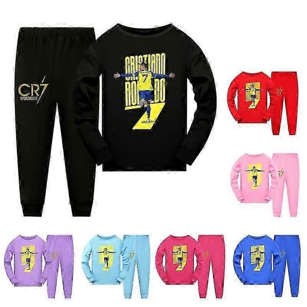 Barn CR7 Ronaldo Bomulls pyjamas topp+Byxor Sovkläder Nattkläder Set Ålder 2-14-Perfekt red. red 140