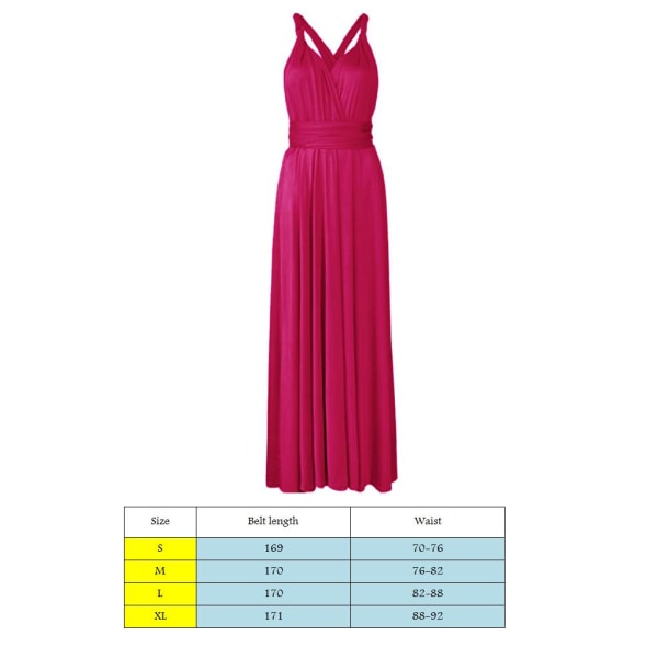 Kvinders Bandage Multi Way Wrap Convertible Maxikjole Brudepige Z Rose Red L