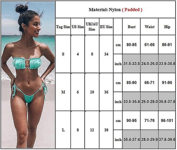 Stropløs sæt til kvinder Bandeau Frill Thong Badedragt yz Black M
