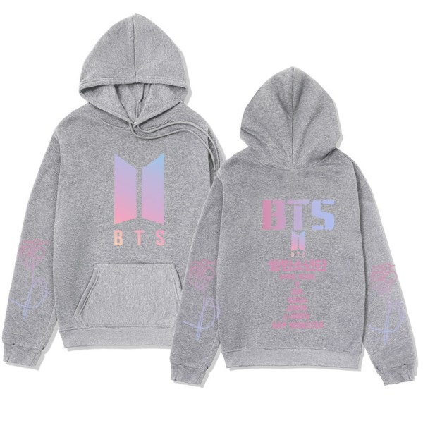 Bts unisex hettegenser Uformell hettegenser Cosplay jakke Topp W Grey S