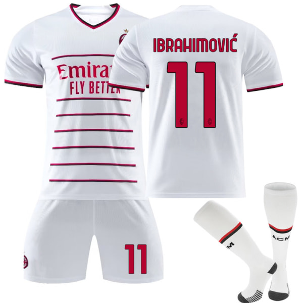 AC Milan bortatröja 2022/23 Ibrahimovic No.11 Fotbollströja 3-delade kit för barn Vuxna Z 16(90-100CM)