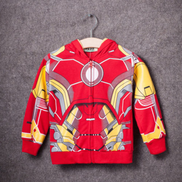 Superhelt guttejakke frakk hettegenser Langermet vinteryttertøy W Red Iron Man 140cm