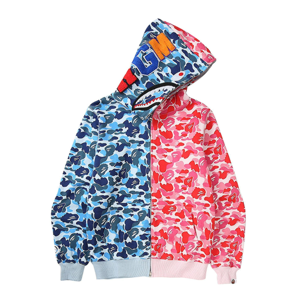 Shark outh hættetrøje med 3d print Wgm broderet cardigan camouflage hættetrøje vY pink blue M