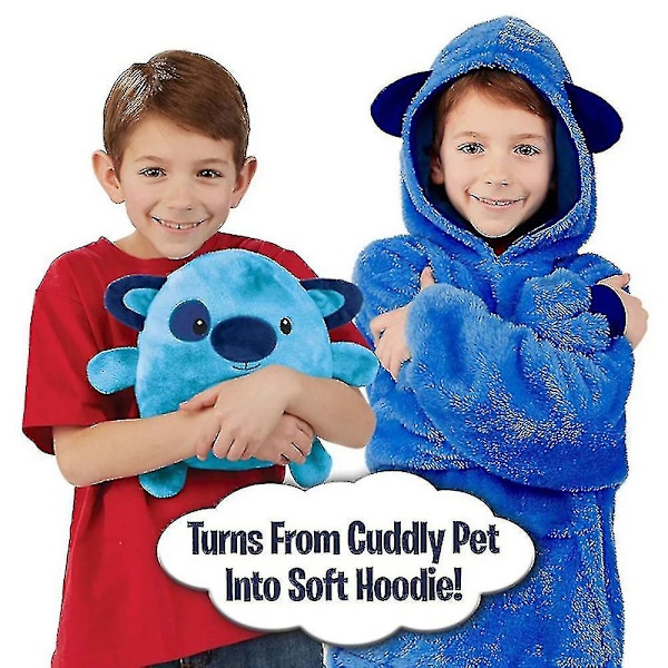1st Mjuka Barn Pojke Husdjur Nalle Nattkläder Varm Luvtröja Filt Sweatshirt k Blue