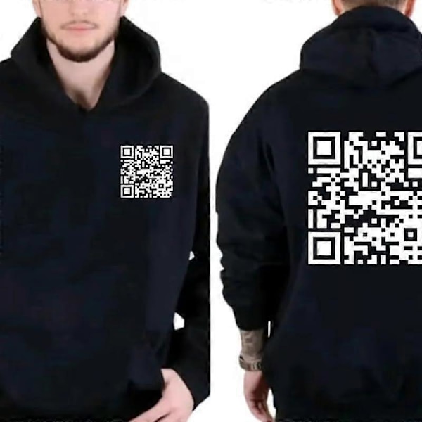 F**k You QR-kod Hoodie, QR-skanningskod Skämt Rolig Hoodie Unisex, Vinter Tjock Sweatshirt Tröjor Toppar2 2xl