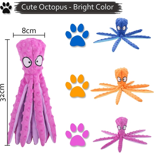 Beeping Dog Interactive Toy, Ikke-utstoppet Octopus Dog Chew Toy W Lila