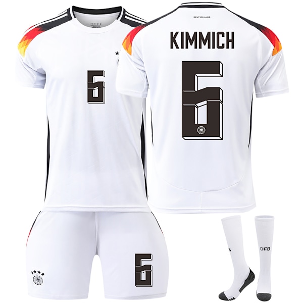 2024 UEFA EM No.6 KIMMICH Børne Fodboldtrøje Kit Hjem Hvid Home White 18