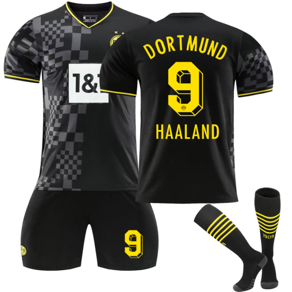 22/23 New Borussia Dortmund Borta fotbollsdräkter Fotbollsuniformer Z Haaland 9 Kids 16(90-100CM)