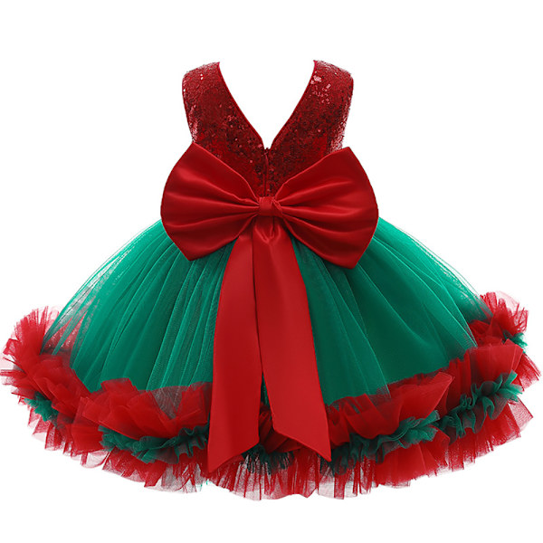 Barn Flickor Jul ärmlös prinsessklänning Festklänning Z X Red 90cm