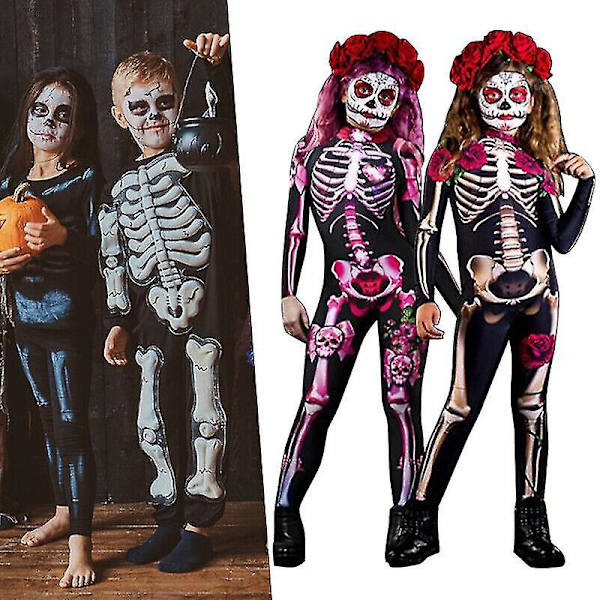 Kvinder Halloween Skelet Ben Ramme Jumpsuit Bodysuit Cosplay Festkostume Z X Black M