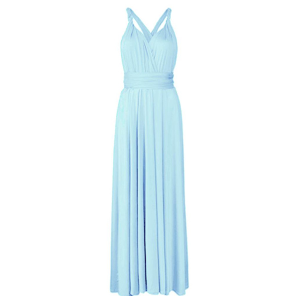 Dambandage Multi Way Wrap Convertible Maxiklänning Brudtärna Z Light Blue S