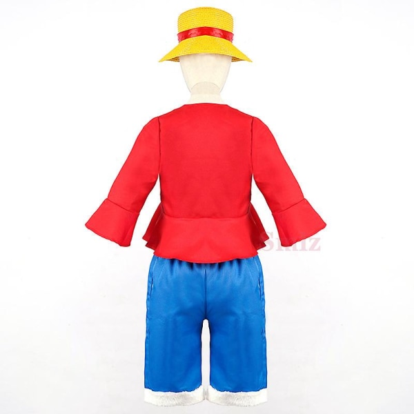 Caraele Anime Luffy Cosplay Kostume Frakke Bukser Hat Cosplay Sæt W set XXXL
