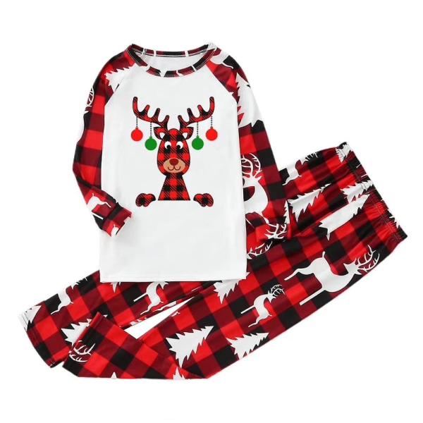 Christmas Älg Print Pläd Pyjamas Set Jul Familj atchande Pyjamas Hem Kläder Kid M