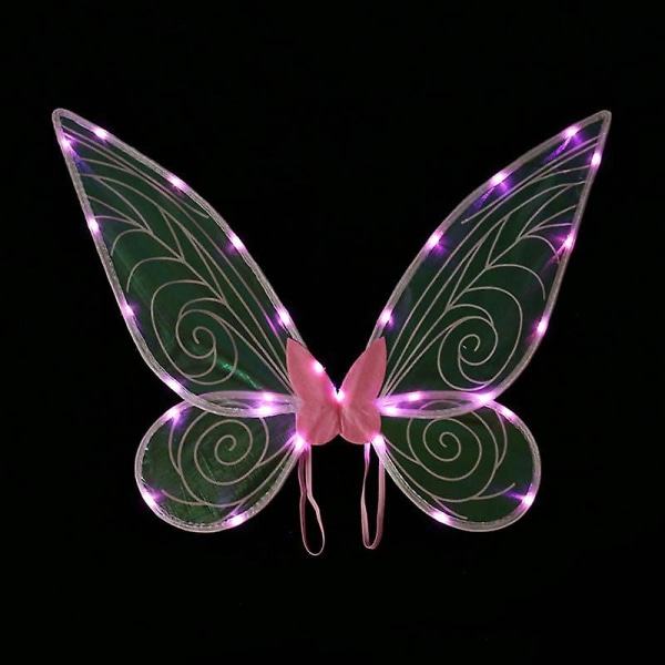 Light Up Butterfly Fairy Wings Kostymesett Alvefest Dress Up Jenter Halloween kostymer W Pink
