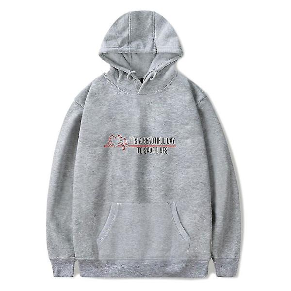 s Anatomy American Drama Intern Hoodie Pullover Grafiskt print Luvtröjor - Grey M