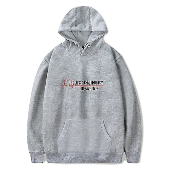 s Anatomy American Drama Intern Hoodie Pullover Graphic Print -hupparit Z Grey M