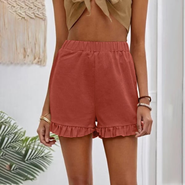 Dam Beach Shorts Elastisk Wais Short Hot Pants . Brick Red XL