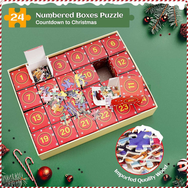 Puslespil adventskalender 2023, 1008 puslespilsbrikker 24 dage