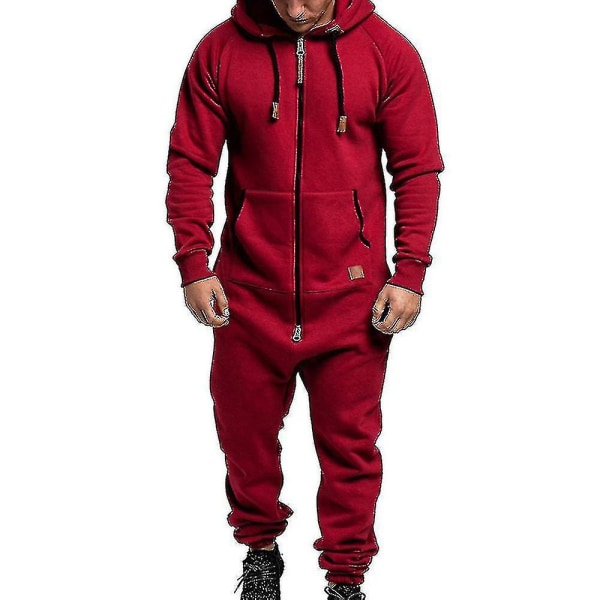 Jumpsuit One Piece for menn - Wine Red M