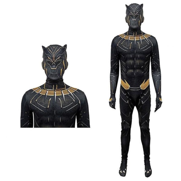 Black Panther Bodysuit CosplayParty Jumpsuit Adult Boys Costume vY 190cm