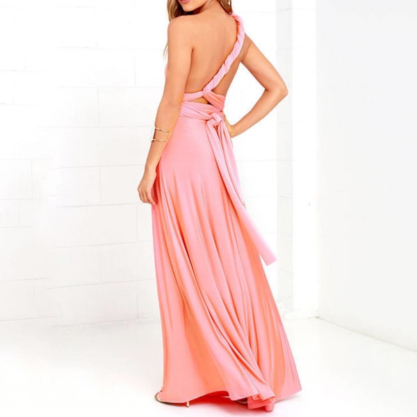 Damebandasje Multi Way Wrap Convertible Maxi Dress Brudepike Z Pink S