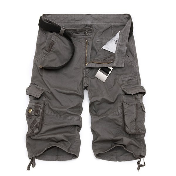 Mænds afslappede lommeoverall strandshorts. Gray,40