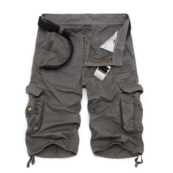 Miesten vapaat taskuhaalarit rantashortsit. Gray,34