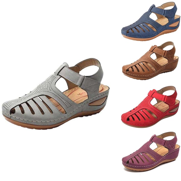 Ortopædiske sandaler til kvinder Komfortable sommer hjemmesko med lukket tå. Gray 36