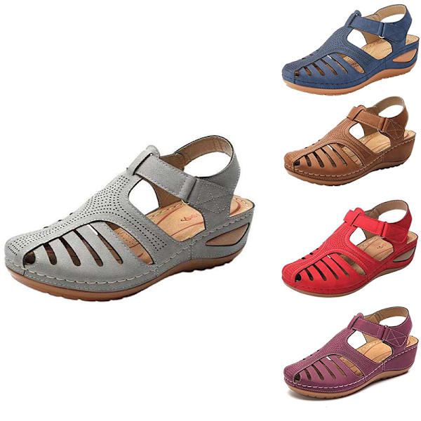Ortopediska sandaler för kvinnor Bekväma stängda tåsulor sommar tofflor . Gray 39