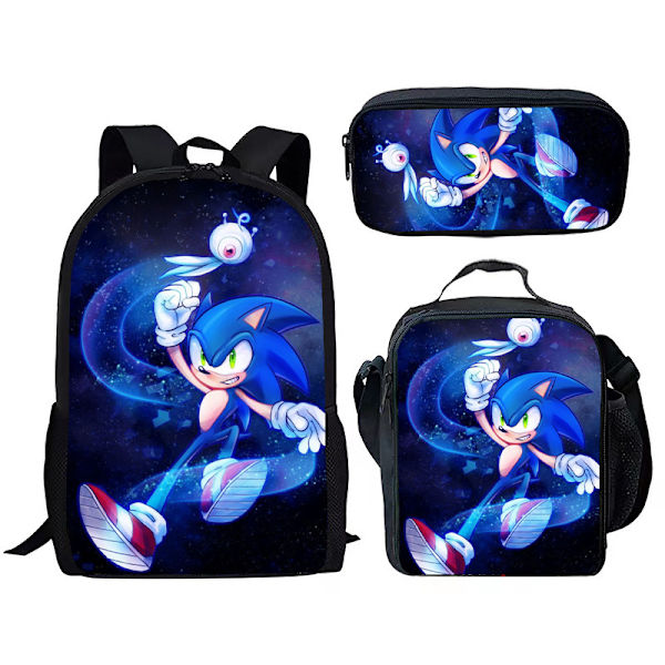 Ny Sonic barns skolväska animerad 3d- printed ryggsäck Sonic barns ryggsäck i tre set -1 #42