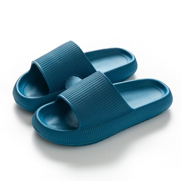 Kvinnor Tjock Platform Cloud Tofflor . blue 38-39(250mm)