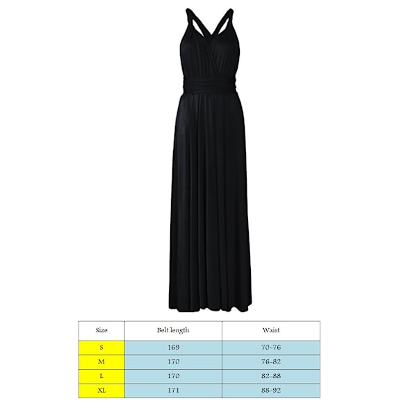 Kvinders Bandage Multi Way Wrap Convertible Maxikjole Brudepige Z Black XL