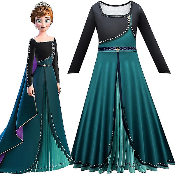 Ny Frozen Princess Anna Cosplay Kappekjole Kostymeantrekk Barn Jenter Fancy Dress Z X 9-10 Years