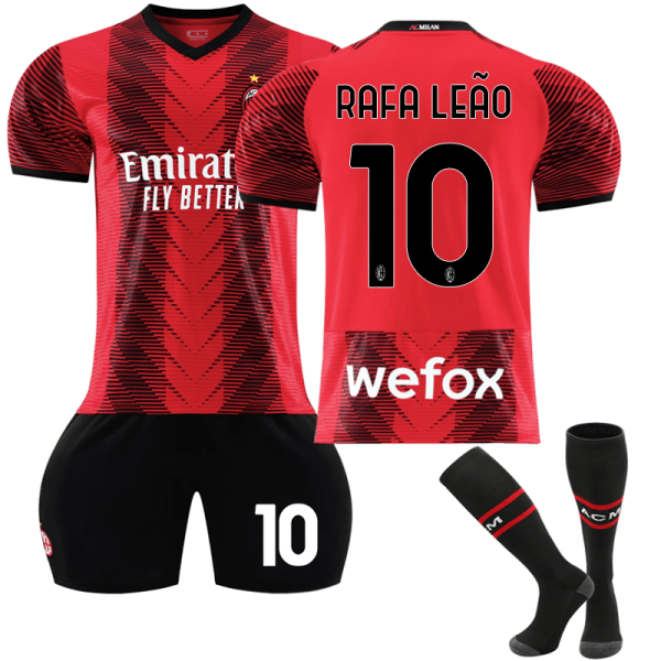 2023-204 AC Milan hjemmefotballskjorte for barn nr. 10 R. Leão y 28