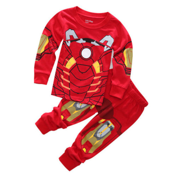 Børn Drenge Langærmede Bukser 2 stk Outfits Marvel Iron Man kostume - / A 90cm