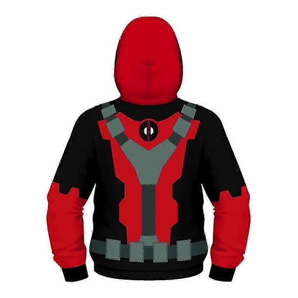 Deadpool Hettelue med hette for barn gutter Casual Full Zip Hoodie Jakke Løstsittende Kostyme 4-5 Years