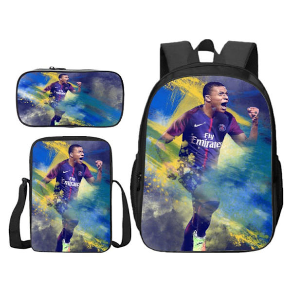 3st/ set fotboll superstar Mbappe ryggsäck student skolväska -1 Y2 Pencil Pouch