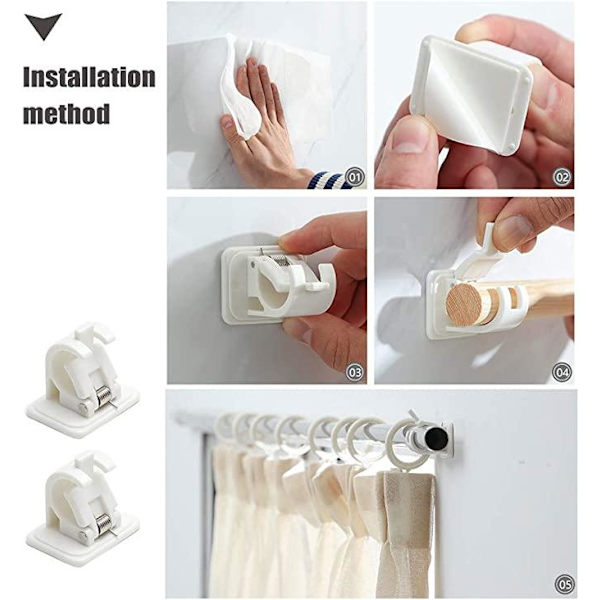 2-Pack - Gardinstangholder Selvklebende - Stangholder white