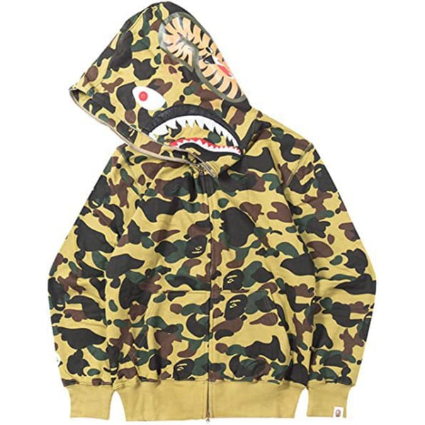 Shark outh hættetrøje med 3d print Wgm broderet cardigan camouflage hættetrøje V yz yellow M