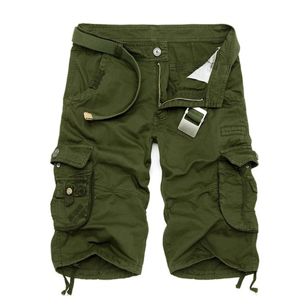 Miesten vapaat taskuhaalarit rantashortsit. Green,30