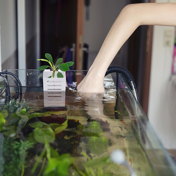 Akvarieväxthållare Hängande Akvatisk Växtkruka Vatten Akvatisk Växtkruka Med Hål Akvarieplanteringskoppar White White 2Pcs