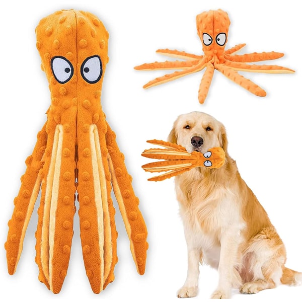 Beeping Dog Interactive Toy, Ikke-utstoppet Octopus Dog Chew Toy W Orange