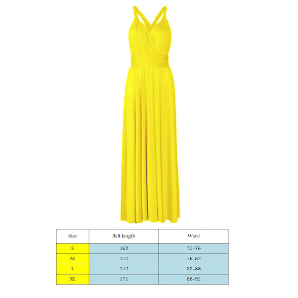 Dambandage Multi Way Wrap Convertible Maxiklänning Brudtärna Z Yellow XL