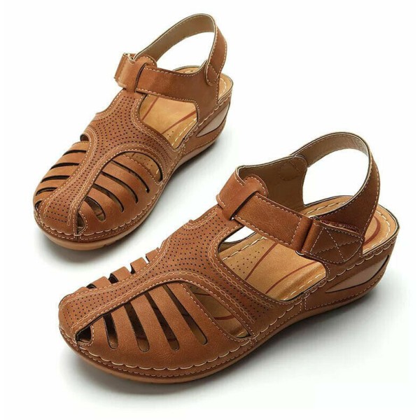 Dame ortopædiske sandaler lukket tå sommer hjemmesko. brown one size