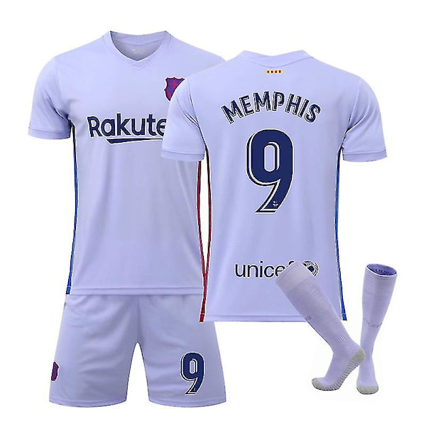 Barcelona Vieras nro 10 Messi nro 25 Aubameyang 21 De Jong 9 Depay Jalkapallopaita Fati Jersey Lastenpaita 21 22 Messi 10 Z X 21 22 Memphis 9 adults XS(160-165CM)